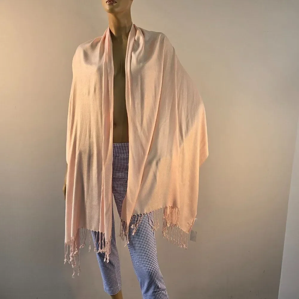 Isa & Stef Womens Shawl Fringe Wrap Scarf 78 x 27 Pale Rose Quartz Color